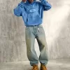 Greased Medium Wash Baggy Skater Jeans,Greased Medium Wash Baggy Skater Jeans