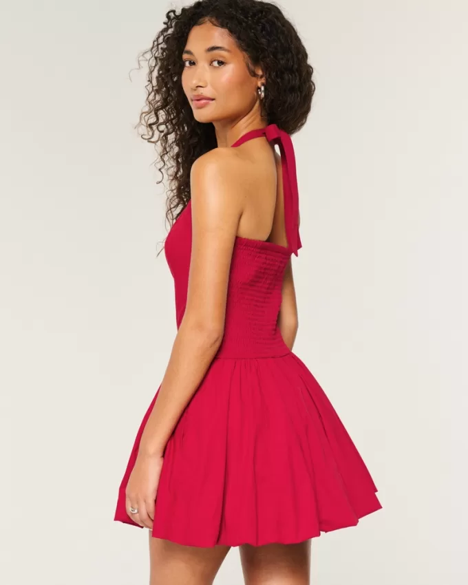 Halter Mini Bubble Skort Dress,Halter Mini Bubble Skort Dress