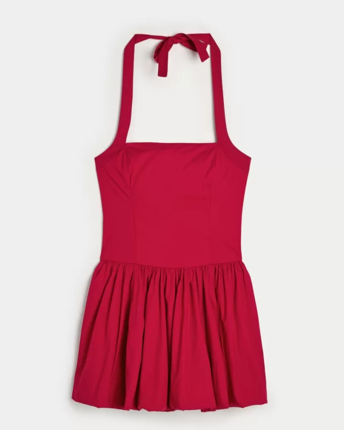 Halter Mini Bubble Skort Dress,Halter Mini Bubble Skort Dress