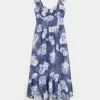 High-Low Hem Twist-Bust Midi Dress,High-Low Hem Twist-Bust Midi Dress