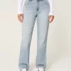 High-Rise Distressed Light Wash Straight Jeans,High-Rise Distressed Light Wash Straight Jeans