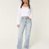High-Rise Distressed Light Wash Straight Jeans,High-Rise Distressed Light Wash Straight Jeans