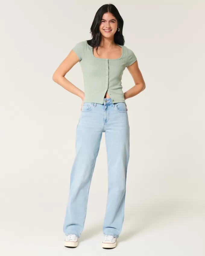 High-Rise Light Wash Dad Jeans,High-Rise Light Wash Dad Jeans