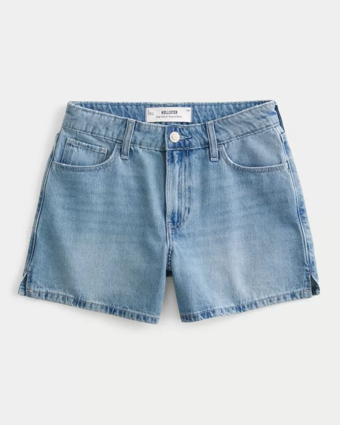 High-Rise Light Wash Relaxed Denim Shorts 5″,High-Rise Light Wash Relaxed Denim Shorts 5″