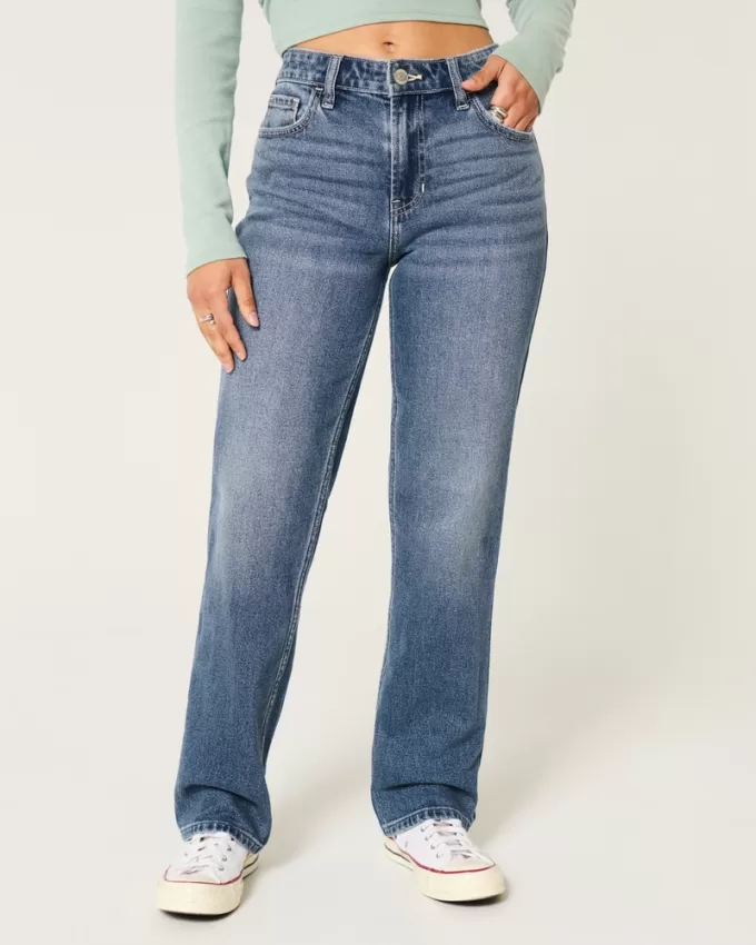 High-Rise Medium Wash Straight Jeans,High-Rise Medium Wash Straight Jeans