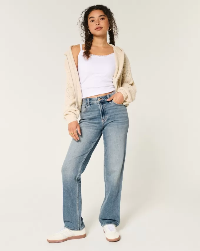 High-Rise Medium Wash Straight Jeans,High-Rise Medium Wash Straight Jeans