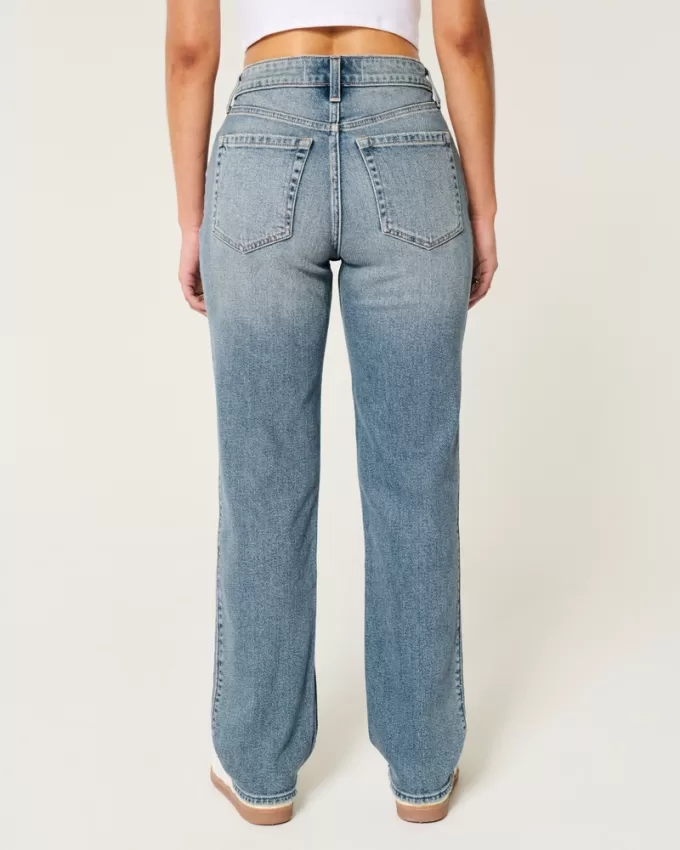 High-Rise Medium Wash Straight Jeans,High-Rise Medium Wash Straight Jeans
