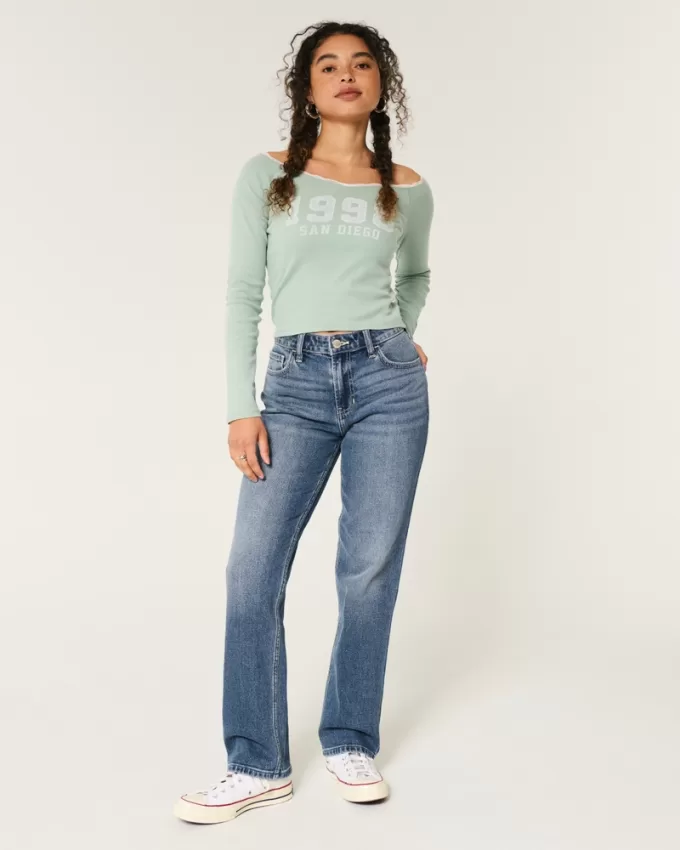 High-Rise Medium Wash Straight Jeans,High-Rise Medium Wash Straight Jeans