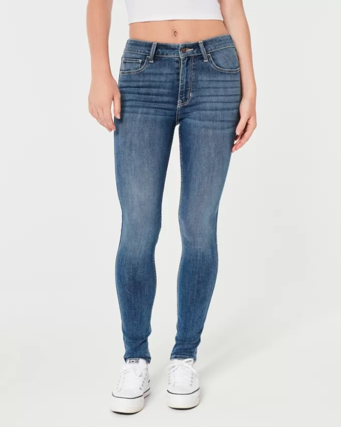 High-Rise Medium Wash Super Skinny Jeans,High-Rise Medium Wash Super Skinny Jeans