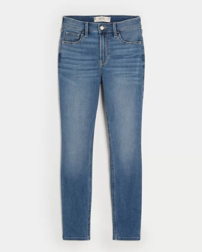 High-Rise Medium Wash Super Skinny Jeans,High-Rise Medium Wash Super Skinny Jeans