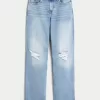 High-Rise Ripped Medium Wash Dad Jeans,High-Rise Ripped Medium Wash Dad Jeans