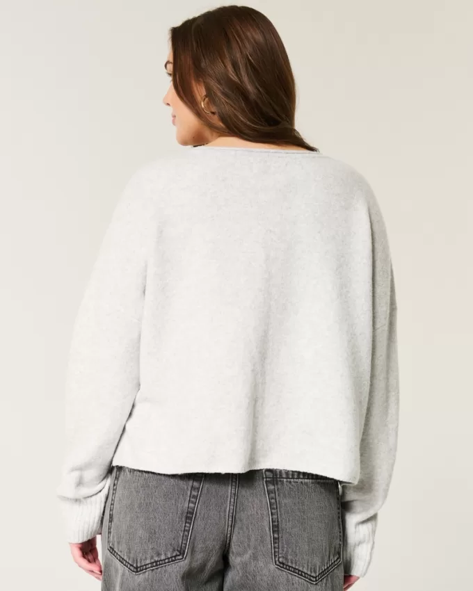 Hollister Comfy Cloud Graphic Notch-Neck Sweater,Hollister Comfy Cloud Graphic Notch-Neck Sweater