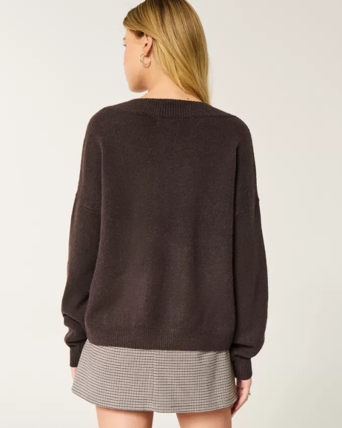 Hollister Comfy Cloud Oversized V-Neck Sweater,Hollister Comfy Cloud Oversized V-Neck Sweater