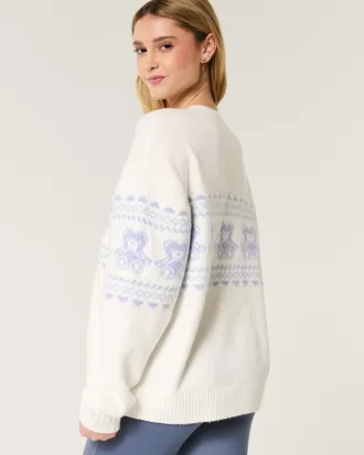 Hollister Comfy Cloud Teddy Bear Graphic Crew Sweater,Hollister Comfy Cloud Teddy Bear Graphic Crew Sweater