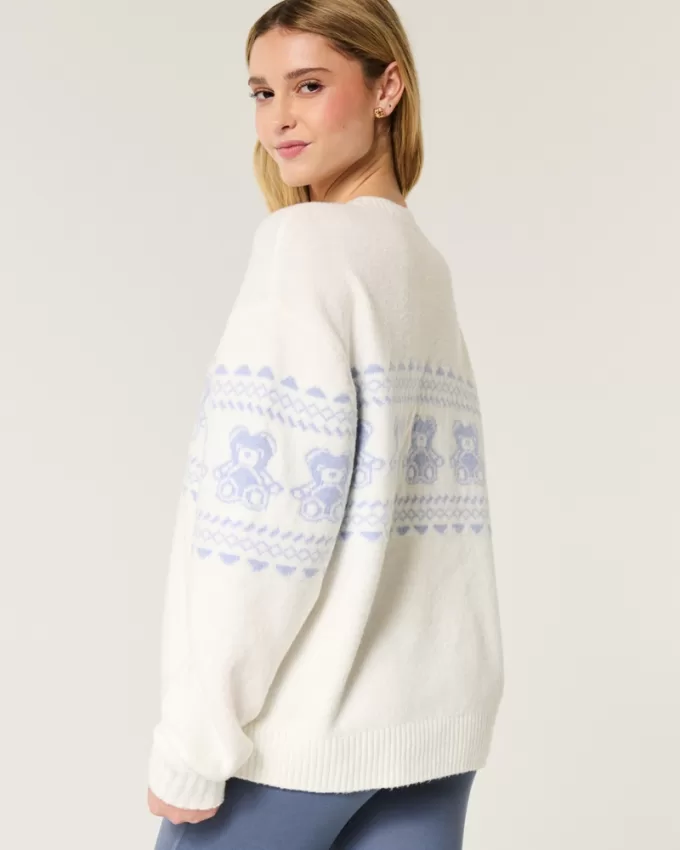 Hollister Comfy Cloud Teddy Bear Graphic Crew Sweater,Hollister Comfy Cloud Teddy Bear Graphic Crew Sweater
