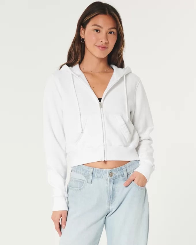 Hollister Feel Good Fleece Mini Zip-Up Hoodie,Hollister Feel Good Fleece Mini Zip-Up Hoodie