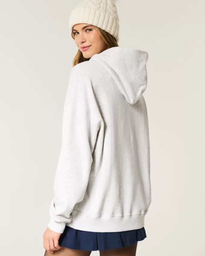 Hollister Feel Good Fleece Ski New York Graphic Oversized Hoodie,Hollister Feel Good Fleece Ski New York Graphic Oversized Hoodie