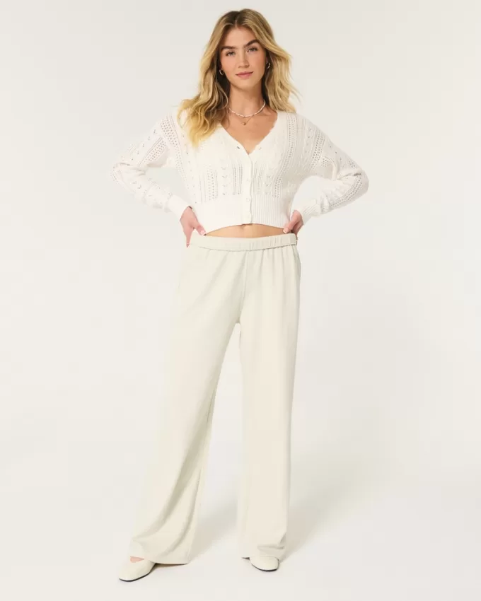 Hollister Feel Good Fleece Wide-Leg Pants,Hollister Feel Good Fleece Wide-Leg Pants