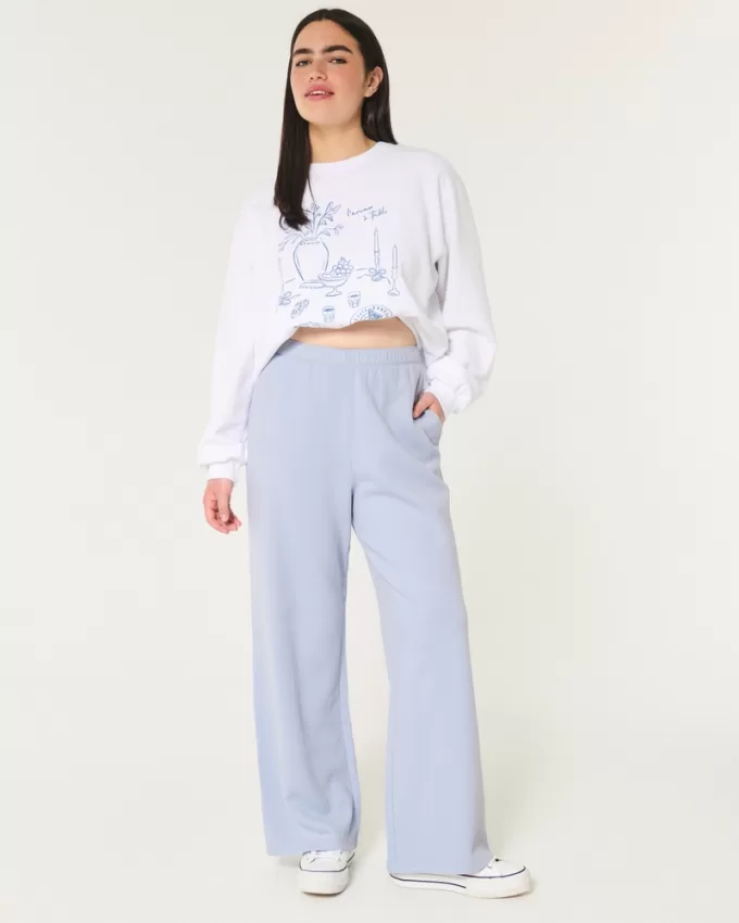 Hollister Feel Good Fleece Wide-Leg Pants,Hollister Feel Good Fleece Wide-Leg Pants
