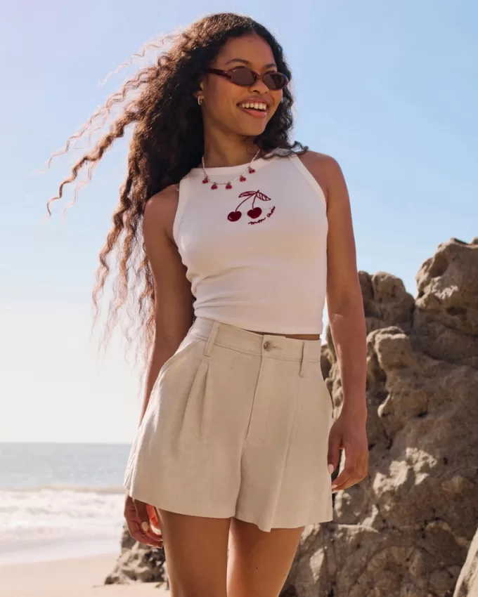 Hollister Livvy Ultra High-Rise Linen-Blend Shorts,Hollister Livvy Ultra High-Rise Linen-Blend Shorts