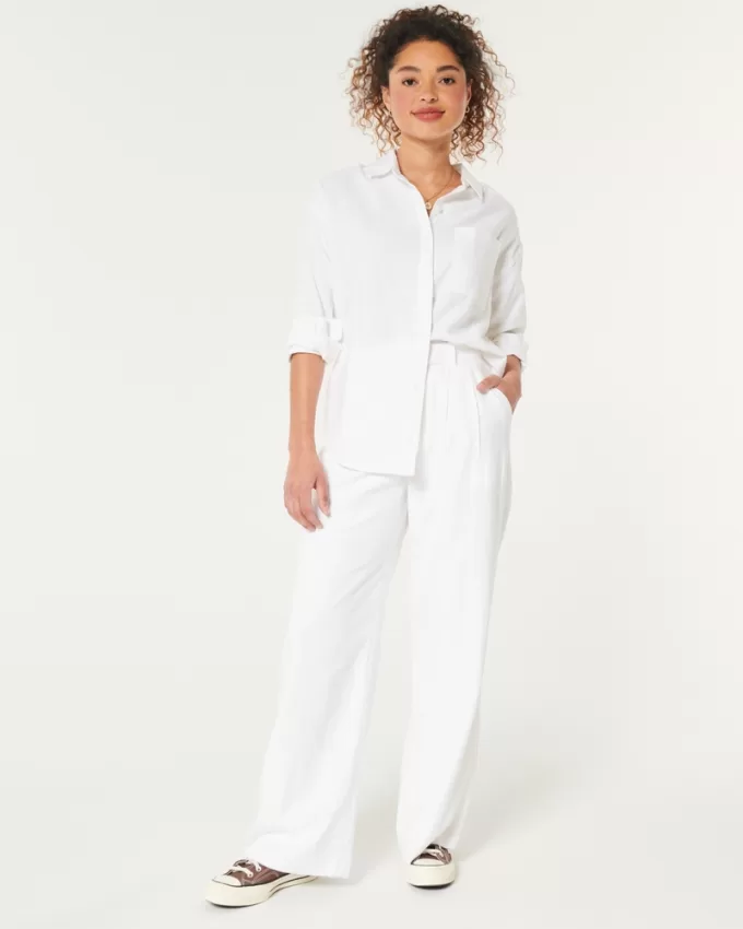 Hollister Livvy Ultra High-Rise Linen-Blend Wide-Leg Pants,Hollister Livvy Ultra High-Rise Linen-Blend Wide-Leg Pants
