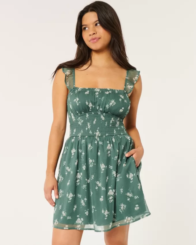 Hollister Saidie Chiffon Flutter Sleeve Mini Dress,Hollister Saidie Chiffon Flutter Sleeve Mini Dress