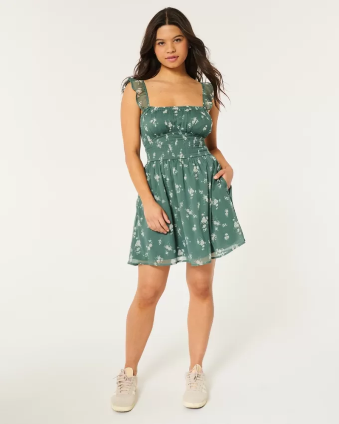Hollister Saidie Chiffon Flutter Sleeve Mini Dress,Hollister Saidie Chiffon Flutter Sleeve Mini Dress