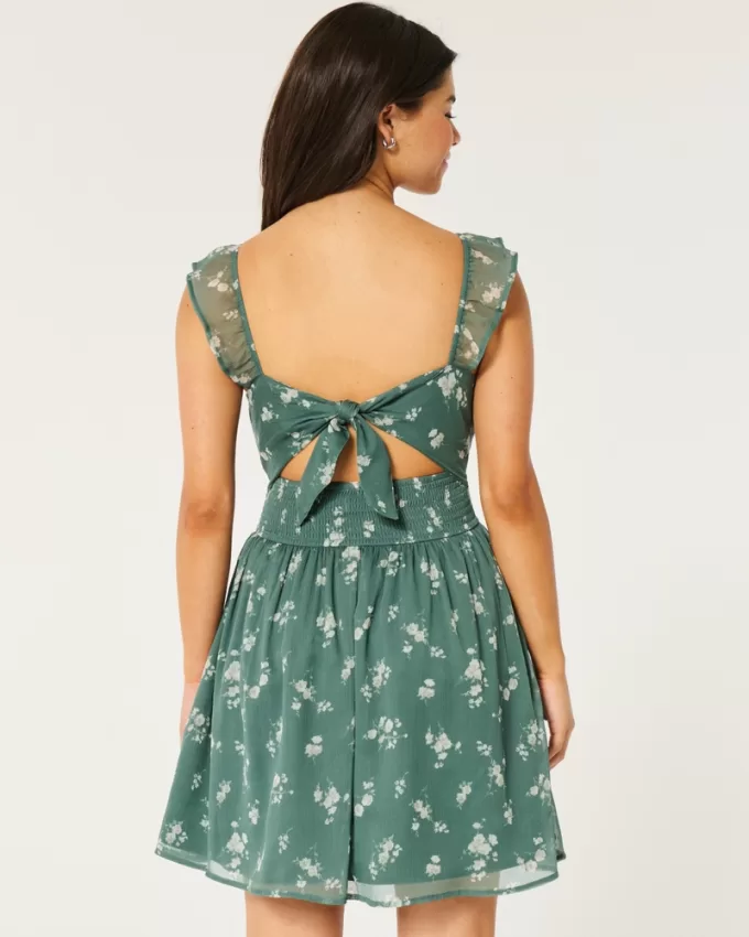 Hollister Saidie Chiffon Flutter Sleeve Mini Dress,Hollister Saidie Chiffon Flutter Sleeve Mini Dress