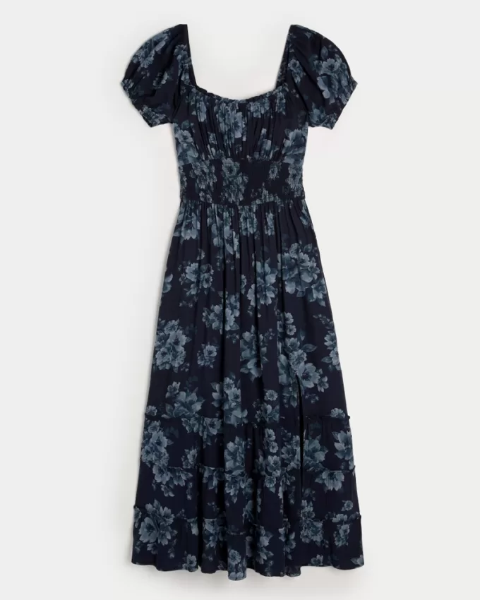 Hollister Saidie Short-Sleeve Tie-Back Midi Dress,Hollister Saidie Short-Sleeve Tie-Back Midi Dress