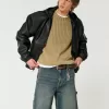 Hooded Vegan Leather Jacket,Hooded Vegan Leather Jacket