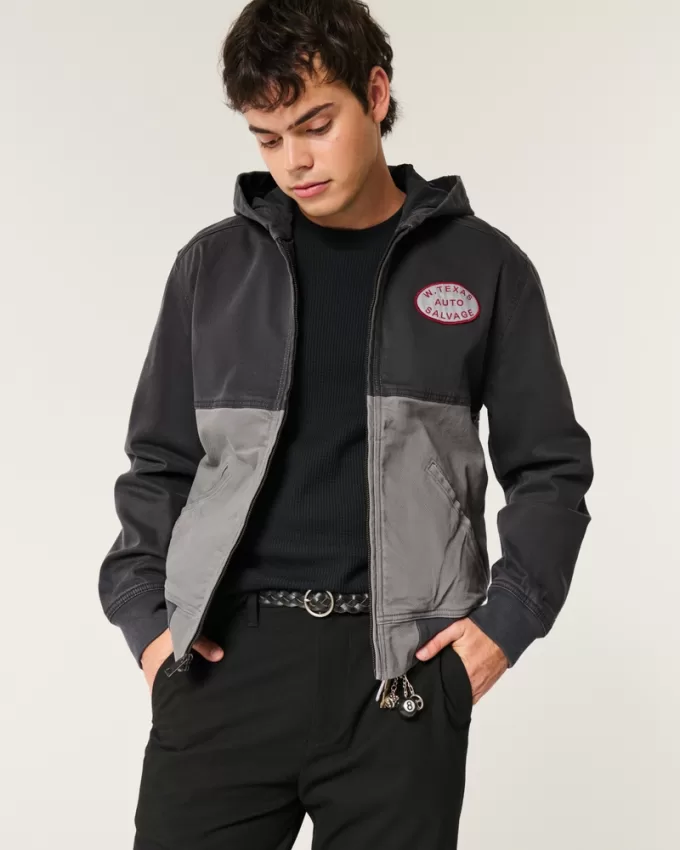 Hooded Zip-Up Workwear Jacket,Hooded Zip-Up Workwear Jacket