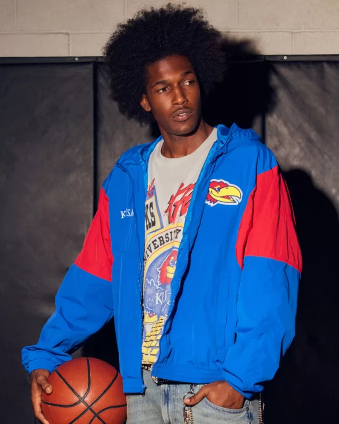 Kansas Jayhawks Graphic Hooded Windbreaker Jacket,Kansas Jayhawks Graphic Hooded Windbreaker Jacket