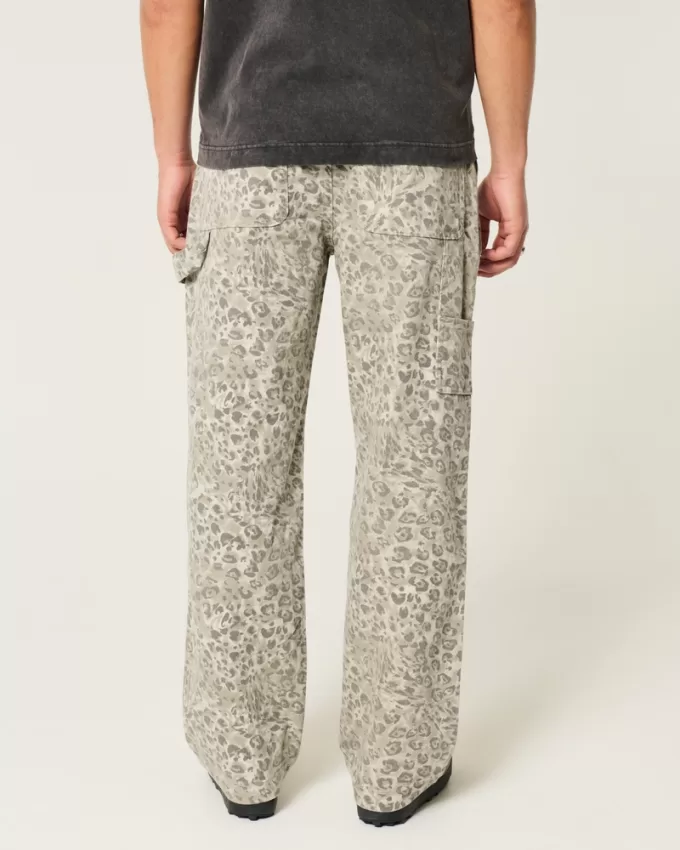 Leopard Print Baggy Painter Jeans,Leopard Print Baggy Painter Jeans