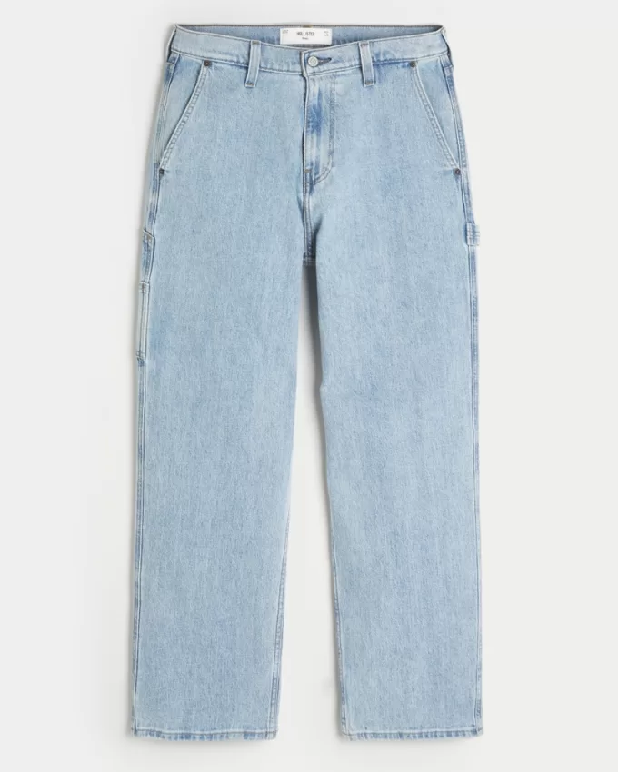 Light Wash Baggy Painter Jeans,Light Wash Baggy Painter Jeans