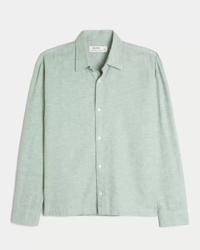 Linen-Blend Button-Through Shirt,Linen-Blend Button-Through Shirt Linen-Blend Button-Through Shirt,Linen-Blend Button-Through Shirt