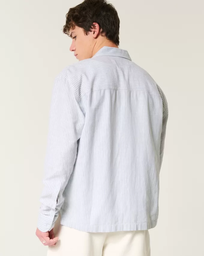 Linen-Blend Button-Through Shirt,Linen-Blend Button-Through Shirt