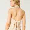 Linen-Blend Halter Vest,Linen-Blend Halter Vest