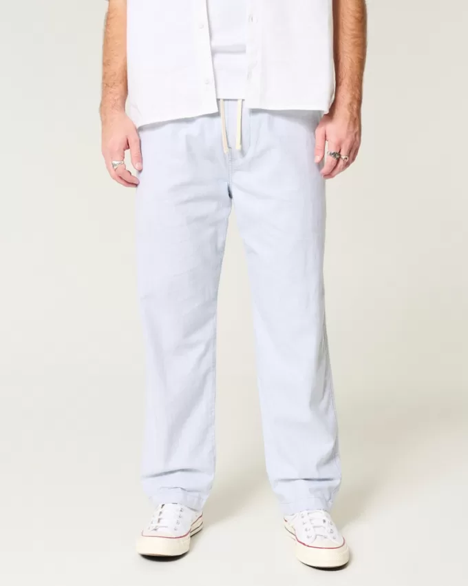 Linen-Blend Loose Pull-On Pants,Linen-Blend Loose Pull-On Pants