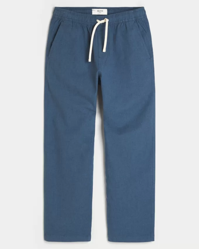 Linen-Blend Loose Pull-On Pants,Linen-Blend Loose Pull-On Pants