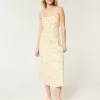 Linen-Blend Open Back Slip Midi Dress,Linen-Blend Open Back Slip Midi Dress
