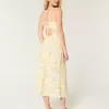 Linen-Blend Open Back Slip Midi Dress,Linen-Blend Open Back Slip Midi Dress