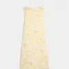 Linen-Blend Open Back Slip Midi Dress,Linen-Blend Open Back Slip Midi Dress