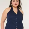 Linen-Blend Open-Back Vest,Linen-Blend Open-Back Vest