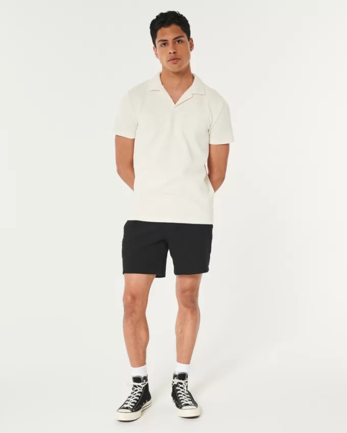 Linen-Blend Pull-On Shorts 7″,Linen-Blend Pull-On Shorts 7″