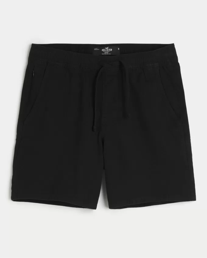 Linen-Blend Pull-On Shorts 7″,Linen-Blend Pull-On Shorts 7″
