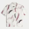 Linen-Blend Short-Sleeve Pattern Shirt,Linen-Blend Short-Sleeve Pattern Shirt