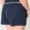 Linen-Blend Side Bow Soft Shorts,Linen-Blend Side Bow Soft Shorts