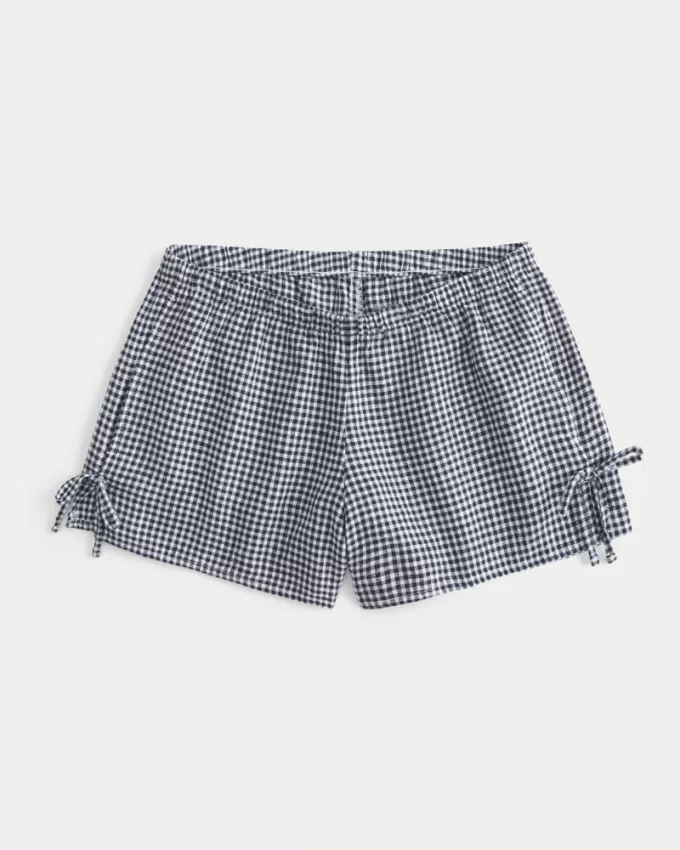Linen-Blend Side Bow Soft Shorts,Linen-Blend Side Bow Soft Shorts