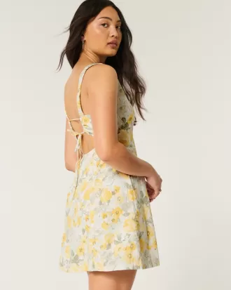 Linen-Blend Structured Mini Dress,Linen-Blend Structured Mini Dress