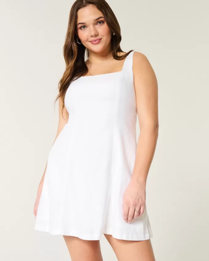 Linen-Blend Structured Mini Dress,Linen-Blend Structured Mini Dress Linen-Blend Structured Mini Dress,Linen-Blend Structured Mini Dress